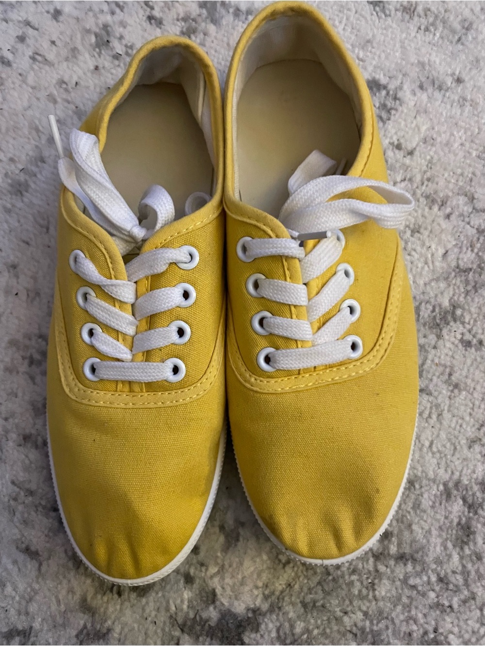 Yellow Canvas Lace-Up Shoes